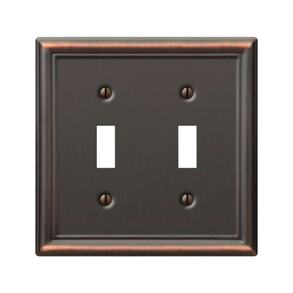 Amerelle Amerelle Chelsea Aged Bronze 2 gang Stamped Steel Toggle Wall Plate 1 pk 149TTDB - main